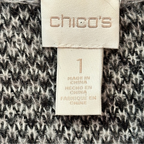 Chico’s Sequin Zebra Print Open Front Long Cardigan Sweater Size 1 (M/L) - Picture 10 of 14